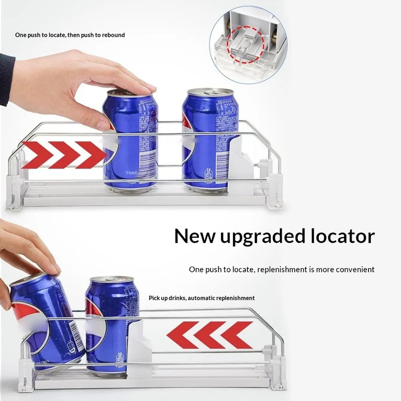 Organizador de Bebidas para Frigorífico de 310 mm com 5 Filas, Calha Deslizante com Mola Automática, Dispensador de Bebidas Automático para Armazenamento de Latas - Preto