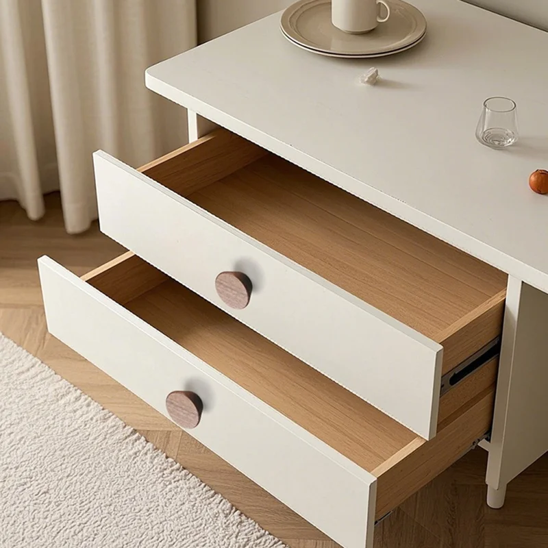 Round Wood Cabinet Handles Drawer Knobs Solid Wood Door Pulls with 22mm Screws for Cabinet Wardrobe Drawer - 3303 /  38x25mm  /  Beige