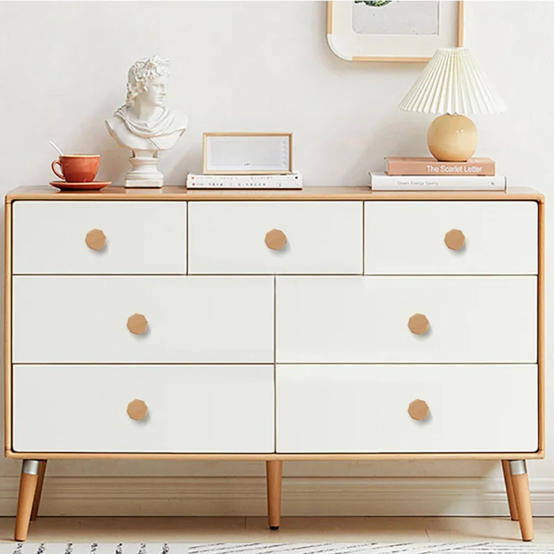 Round Wood Cabinet Handles Drawer Knobs Solid Wood Door Pulls with 22mm Screws for Cabinet Wardrobe Drawer - 3303 /  38x25mm  /  Beige