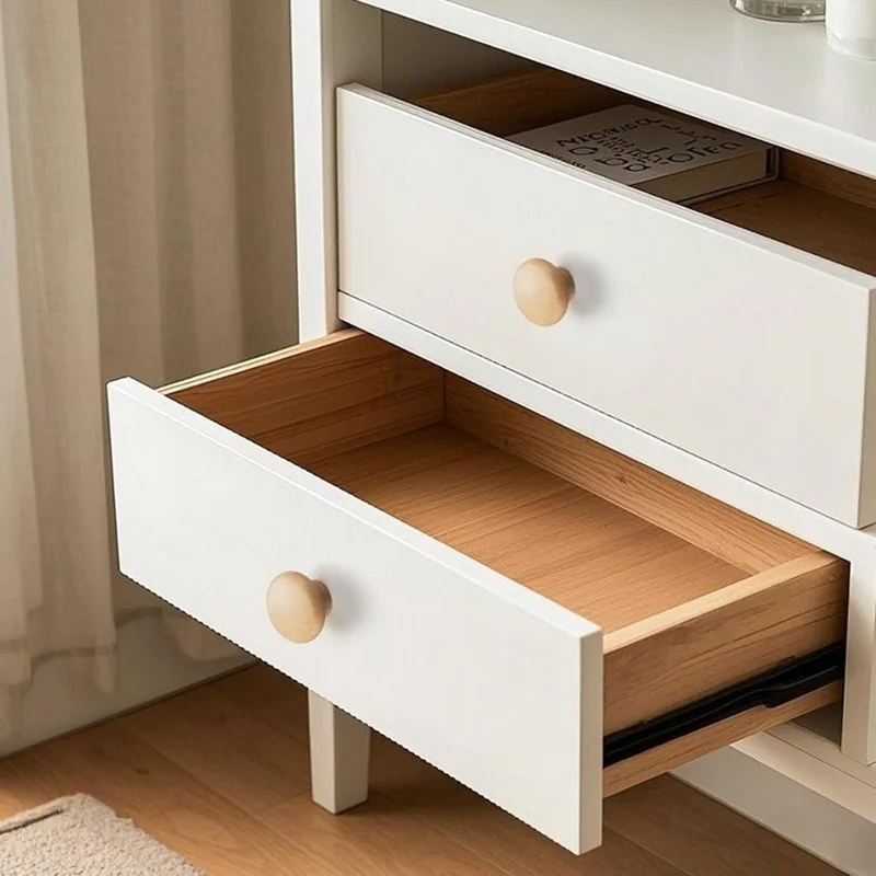 Round Wood Cabinet Handles Drawer Knobs Solid Wood Door Pulls with 22mm Screws for Cabinet Wardrobe Drawer - 3303 /  38x25mm  /  Beige