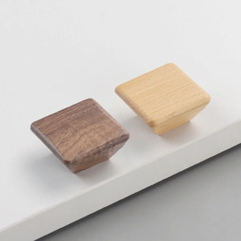 Square Wood Cabinet Handles Drawer Doll Pulls Solid Beech Furniture Hardware with 22mm Screws - 3310  /  40x20mm  /  Beige