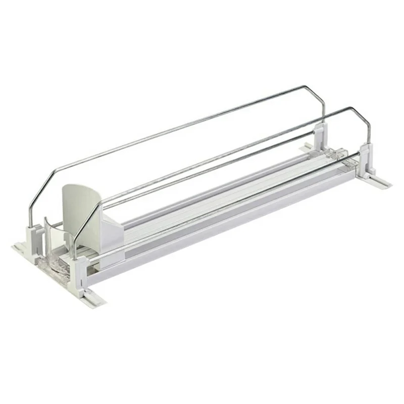 410mm Single Row Fridge Drink Organizer Auto Push Spring Slide Rail Beverage Automatic Drink Dispenser for Can Storage - White