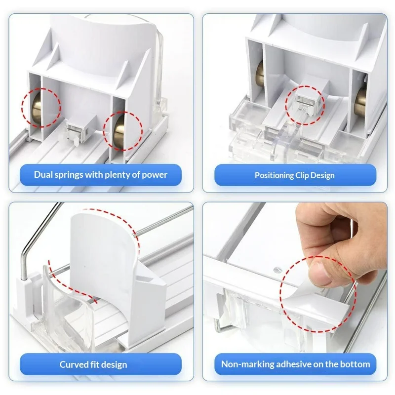 410mm Single Row Fridge Drink Organizer Auto Push Spring Slide Rail Beverage Automatic Drink Dispenser for Can Storage - White