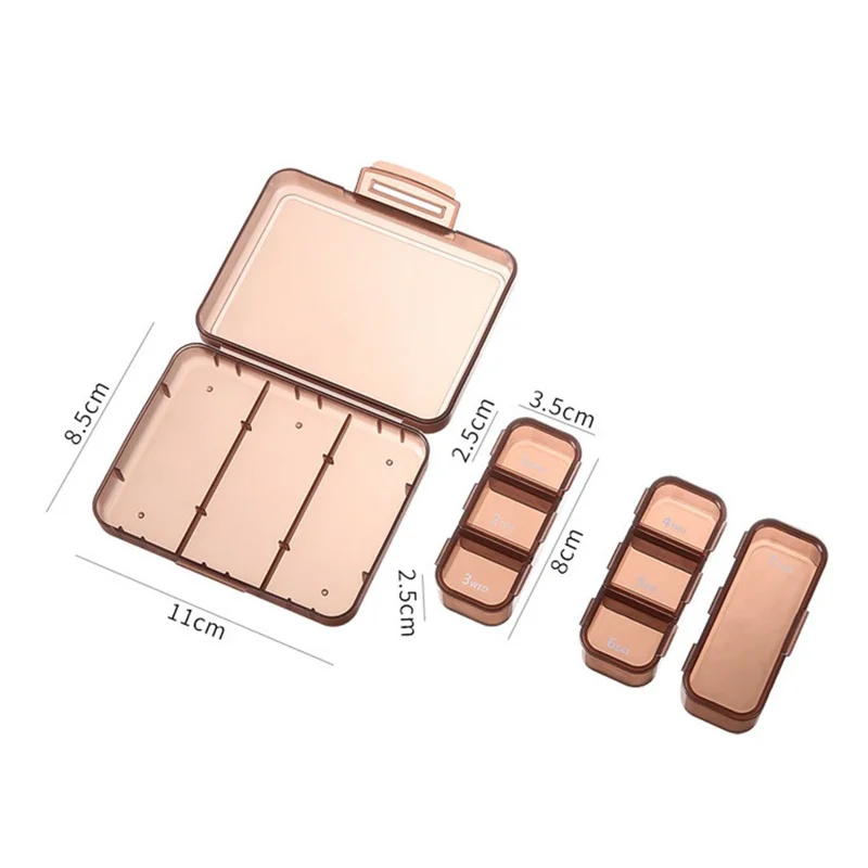 7 Days Weekly 7 Compartments Pill Organizer Box Portable Medicine Storage Case for Travel (BPA Free, No FDA) - Coffee