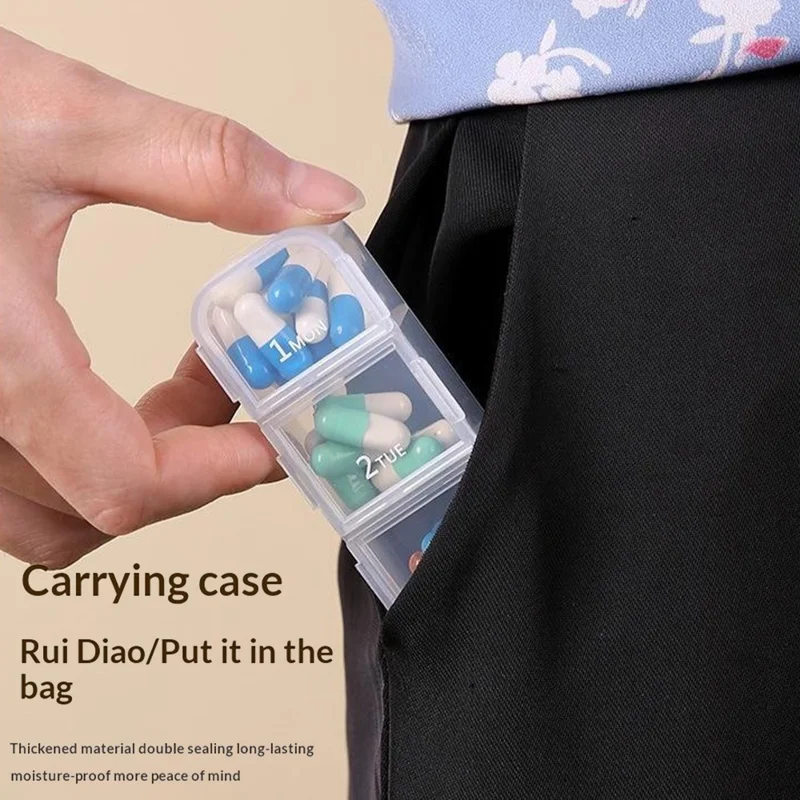 7 Days Weekly 7 Compartments Pill Organizer Box Portable Medicine Storage Case for Travel (BPA Free, No FDA) - Coffee