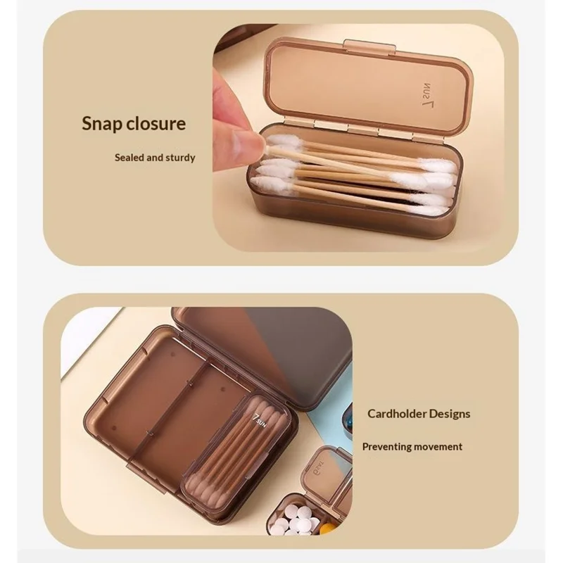 7 Days Weekly 7 Compartments Pill Organizer Box Portable Medicine Storage Case for Travel (BPA Free, No FDA) - Coffee