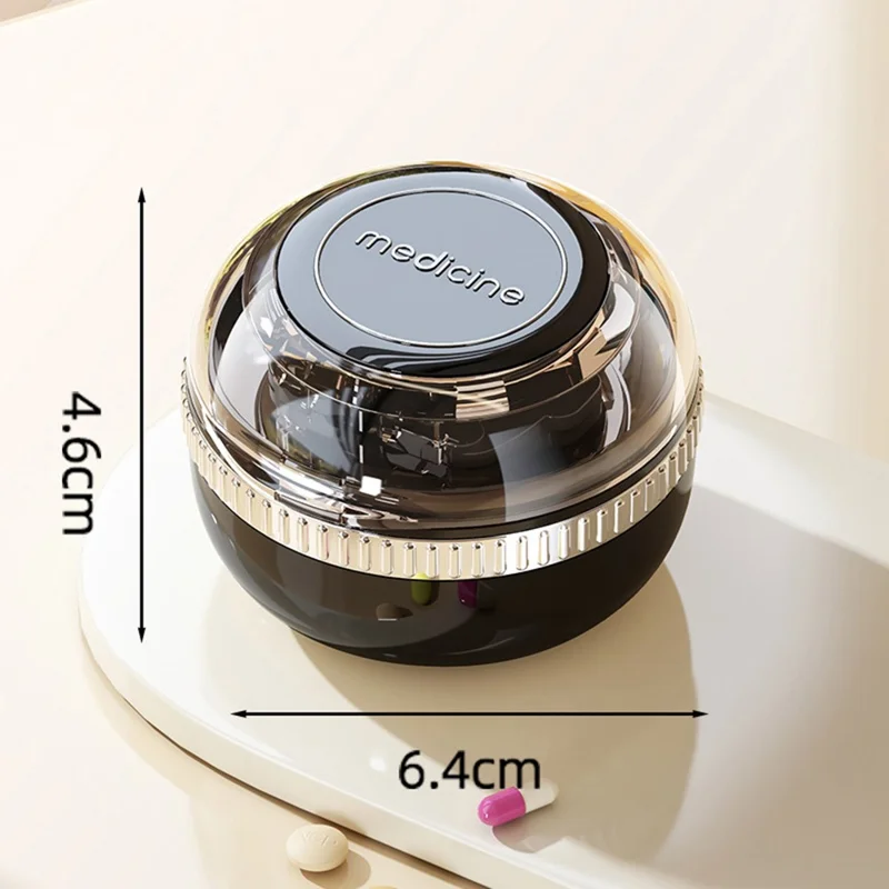 Multifunktionaler Pillenteiler und Organizer 1/2 1/4 Präzises Spalten, tragbare Medikamentenbox (BPA-frei, ohne FDA) - Schwarz