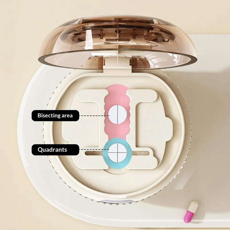 Multifunktionaler Pillenteiler und Organizer 1/2 1/4 Präzises Spalten, tragbare Medikamentenbox (BPA-frei, ohne FDA) - Schwarz