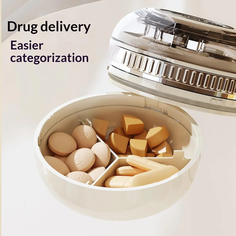 Multifunktionaler Pillenteiler und Organizer 1/2 1/4 Präzises Spalten, tragbare Medikamentenbox (BPA-frei, ohne FDA) - Schwarz