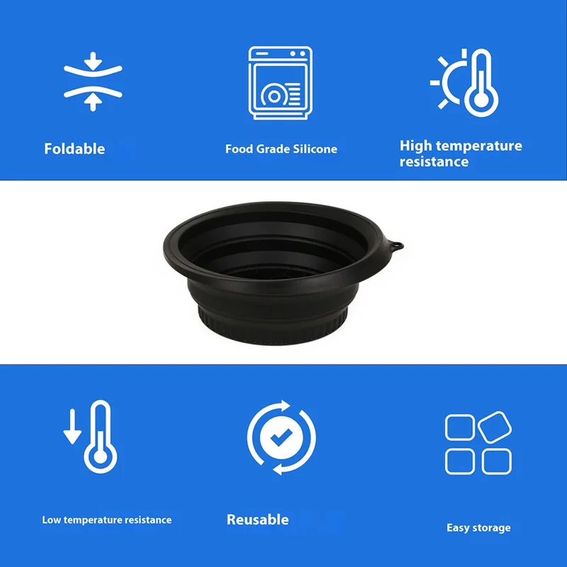 Collapsible Silicone Face Basin Ice Cold Therapy Multipurpose Foldable Washbasin for Skincare Travel (FDA Certified, BPA-Free)  - Black
