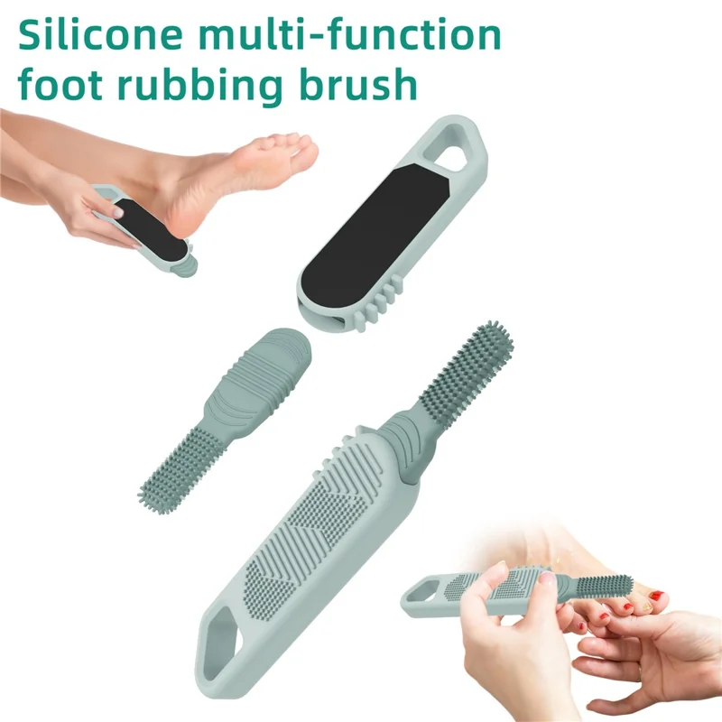 Silicone Foot Scrubber Brush Dual-Head Exfoliating Foot Sander for Callus Dead Skin Removal - Blue
