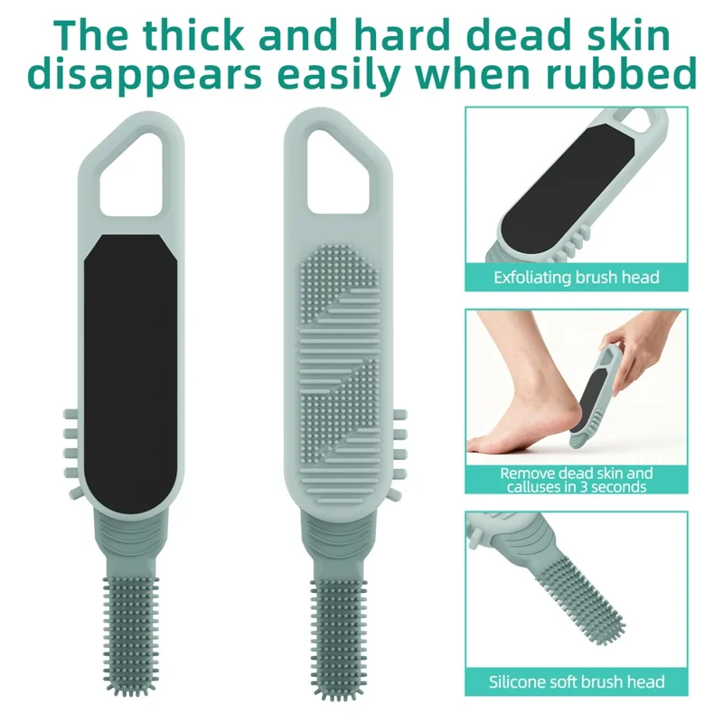 Silicone Foot Scrubber Brush Dual-Head Exfoliating Foot Sander for Callus Dead Skin Removal - Blue