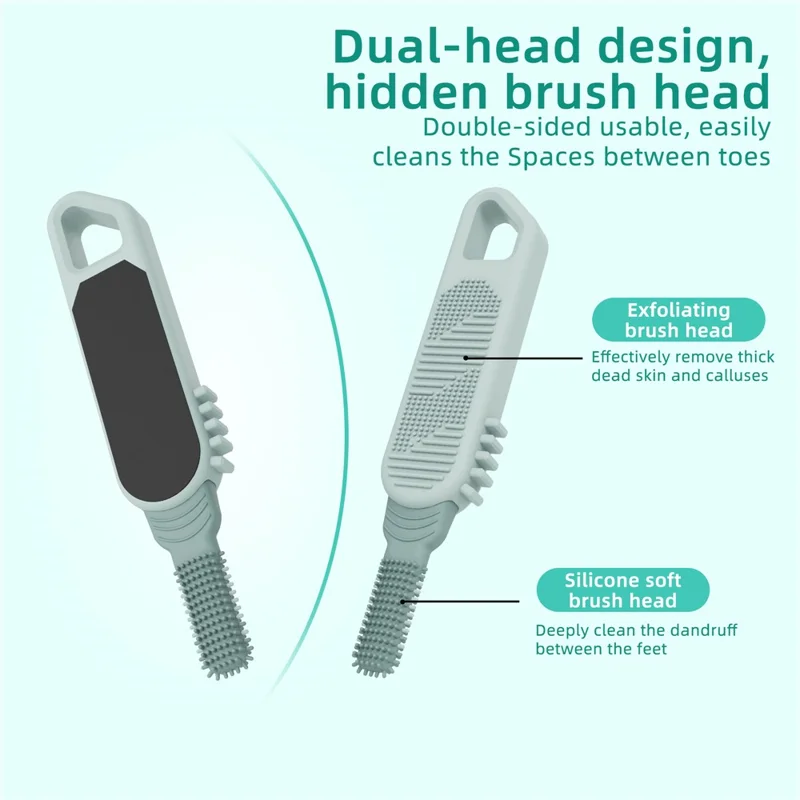 Silicone Foot Scrubber Brush Dual-Head Exfoliating Foot Sander for Callus Dead Skin Removal - Blue