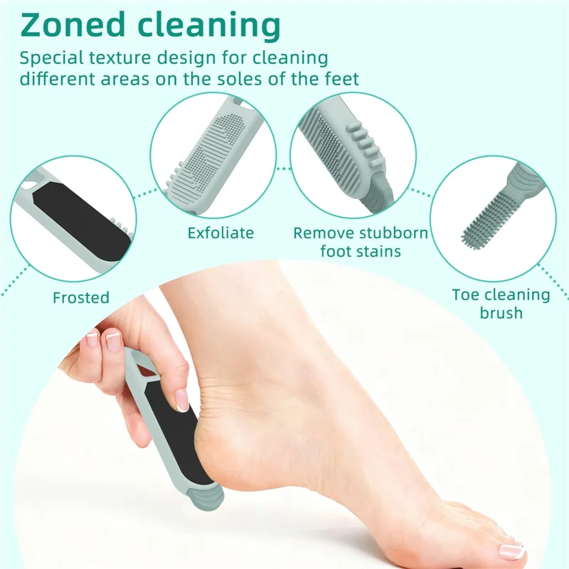 Silicone Foot Scrubber Brush Dual-Head Exfoliating Foot Sander for Callus Dead Skin Removal - Blue