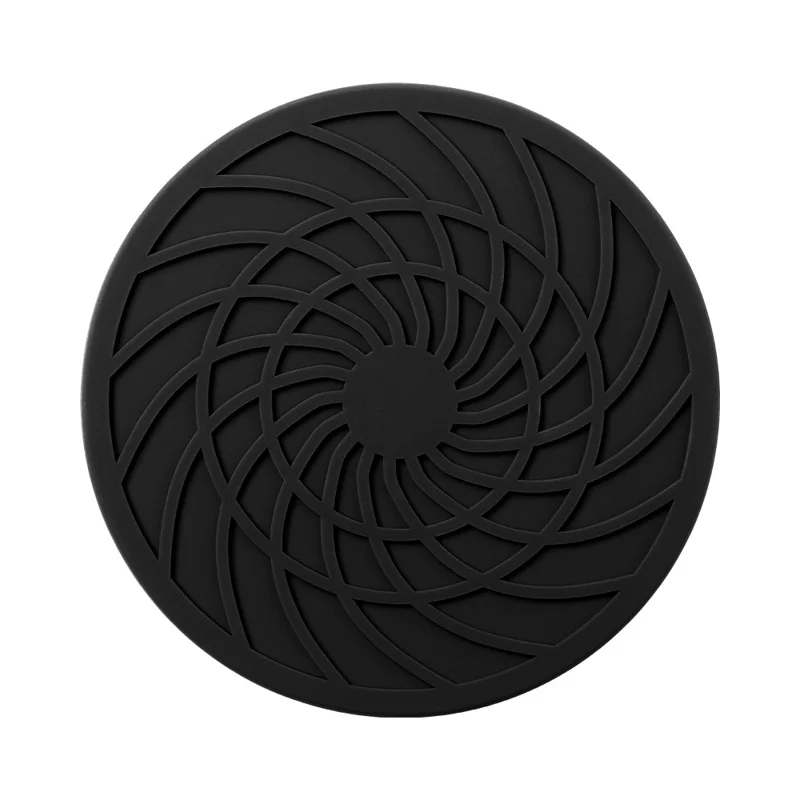 8Pcs 10cm FDA Certified Round Silicone Coasters Waterproof Non-slip Heat Resistant Cup Mats with Storage Holder - Black