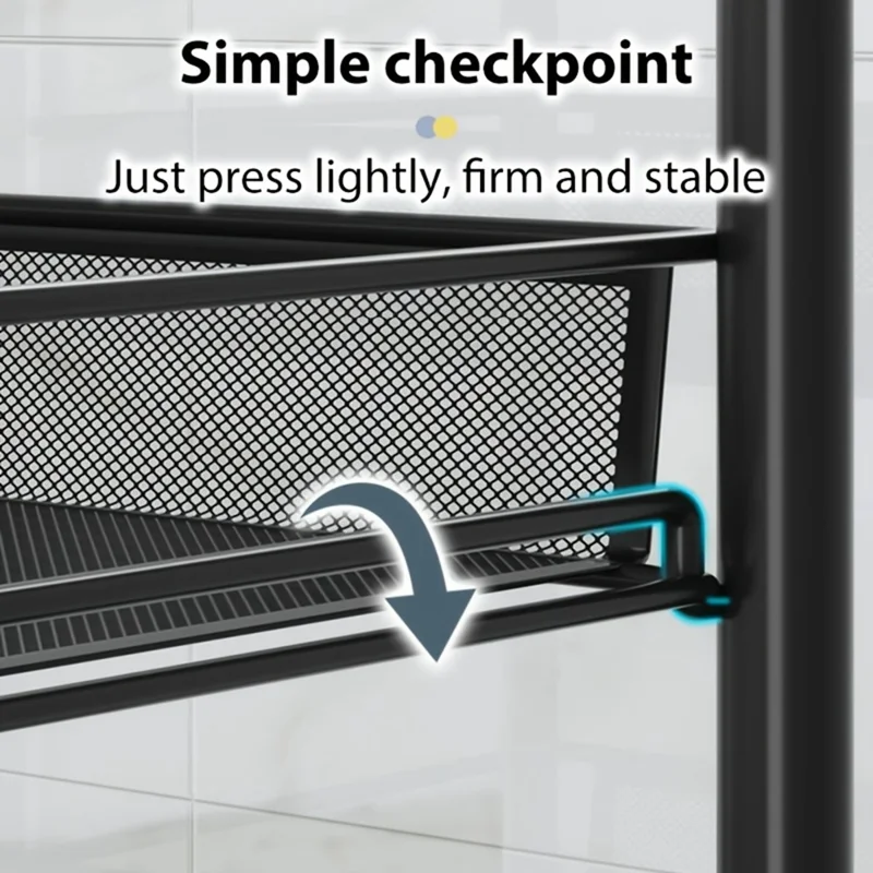 3-Tier Mobile Storage Cart Gap Slim Rolling Organizer Rack with Wheels Hooks for Bathroom Kitchen - Black