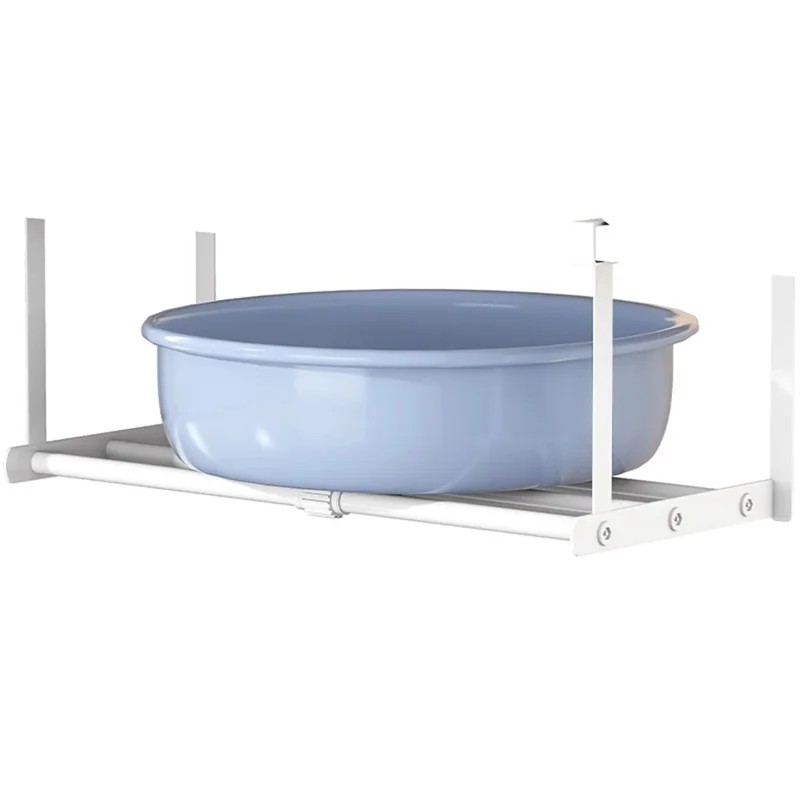 Estante extensible debajo del armario 36-67 cm, estante de almacenamiento retráctil, organizador para lavabo de baño sin perforación - Blanco