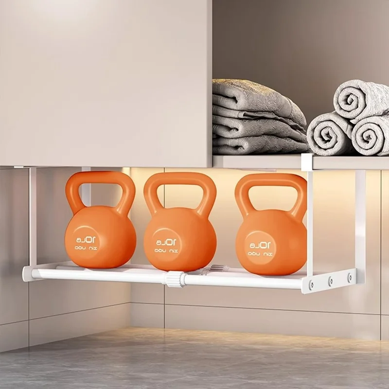 Estante extensible debajo del armario 36-67 cm, estante de almacenamiento retráctil, organizador para lavabo de baño sin perforación - Blanco