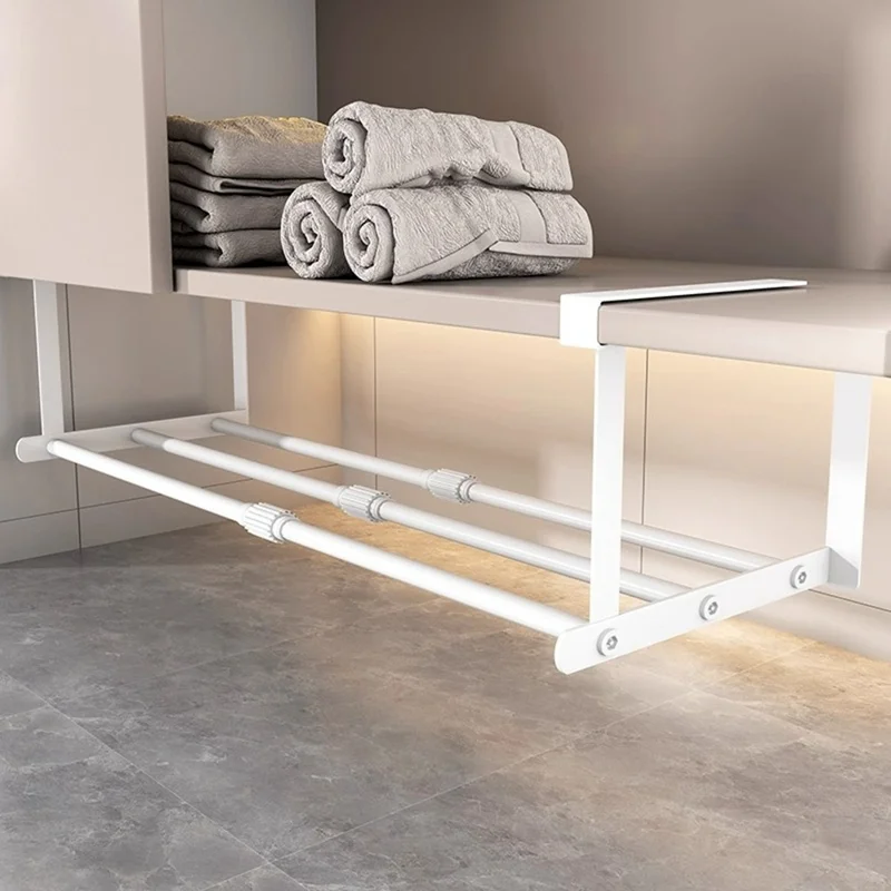 Estante extensible debajo del armario 36-67 cm, estante de almacenamiento retráctil, organizador para lavabo de baño sin perforación - Blanco