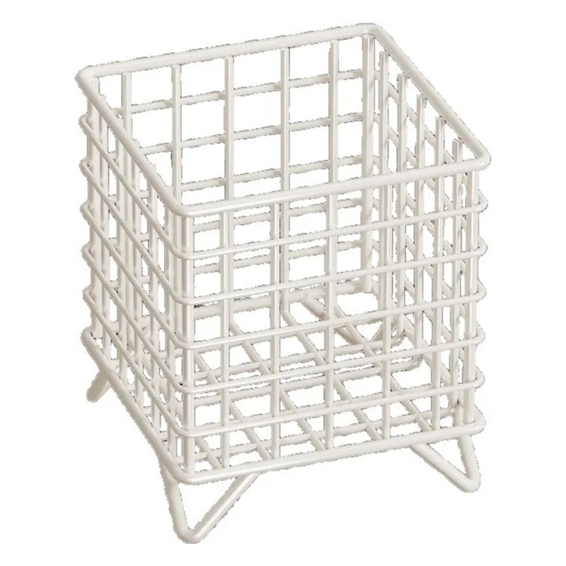 Square Mesh Storage Basket Rack Hollow Design Waterproof Countertop Organizer for Bathroom - White