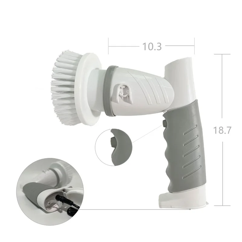 JESOPB k108 Electric Cleaning Brush 2000mAh 4.2V EU Plug Rechargeable Multi-Function Cleaner with 4 Brush Heads - Grey