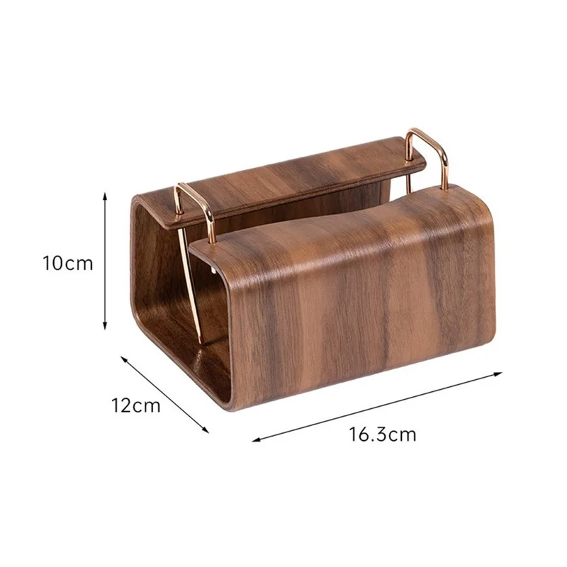 Retro Wooden Tissue Box Desktop Paper Dispenser with Metal Handles for Home Hotel Office - Square