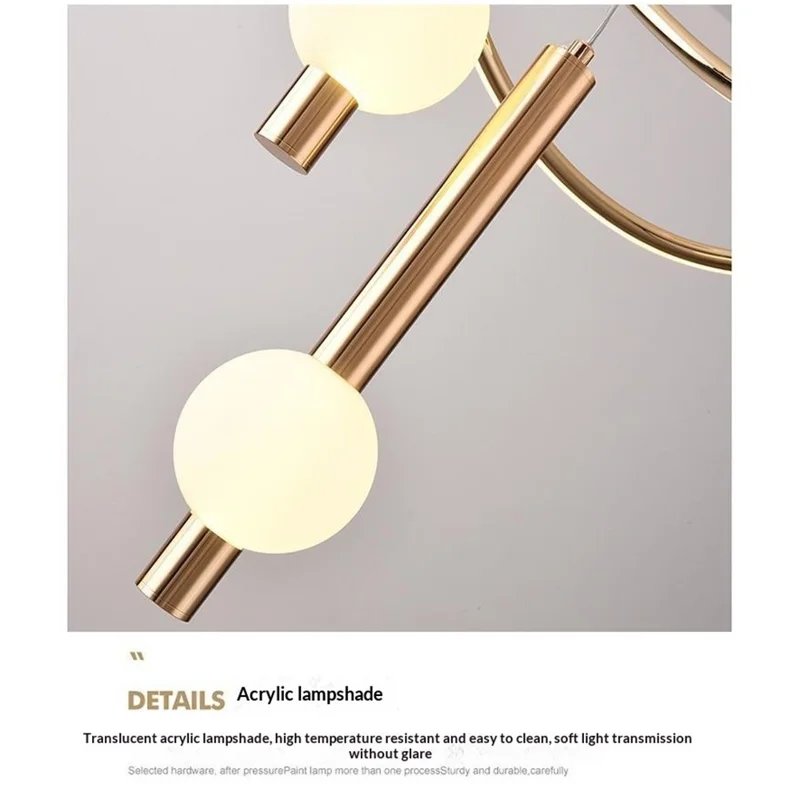 Nordic Style 3 Color Temperature LED Chandelier Pendant Light Adjustable Height for Dining Room Bedroom - White