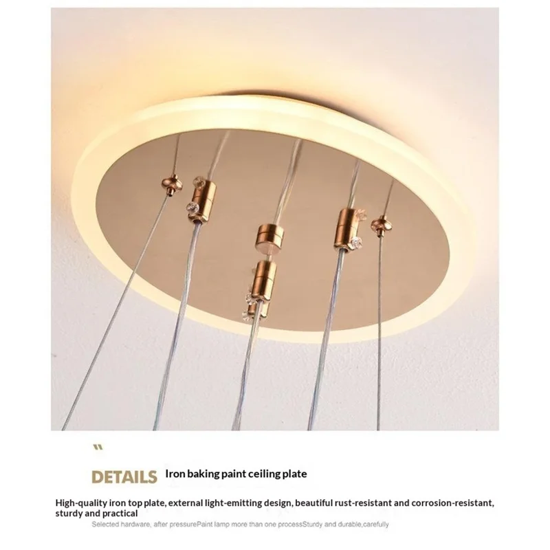 Nordic Style 3 Color Temperature LED Chandelier Pendant Light Adjustable Height for Dining Room Bedroom - White
