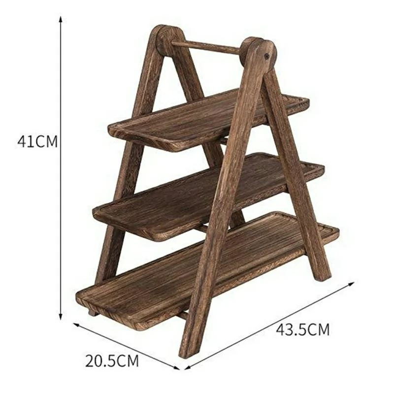 3-Tier Wooden Display Stand Solid Wood Cupcake Stand Food Storage Rack Desktop Organizer
