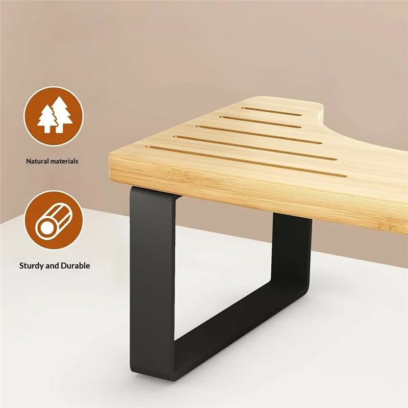 Bathroom Footstool U-Shape Bamboo Anti-Slip Toilet Squatting Stool for Toilet Support - Light Coffee