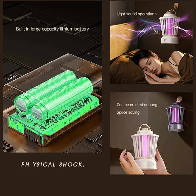 Lampe anti-moustiques M12 sur fiche 360°, 3000 V, tueur d'insectes électrique pour intérieur et extérieur - Gris