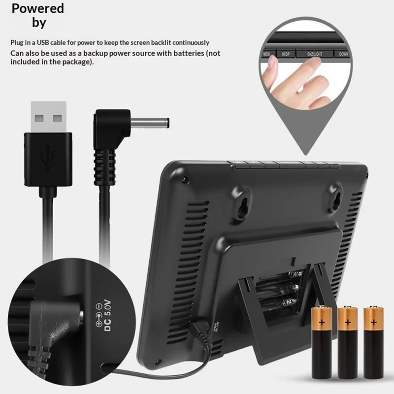 Sveglia Digitale con Termometro Igrometro Meteo Schermo Colorato Grande RF Wireless con Previsioni del Tempo a 4 Livelli