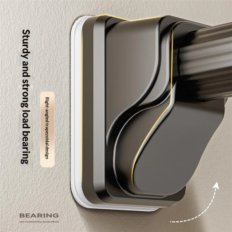 1.9-2.6m Retractable Telescopic Clothes Drying Rod One-Click Extension No Drilling Wall Mounted Closet Balcony Rack - Grey