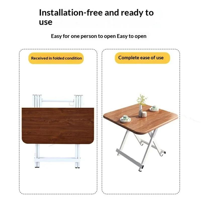 70x70x74cm Portable Folding Table Outdoor Indoor X-Type Bracket 15mm Thick Desktop Dining Table - Black