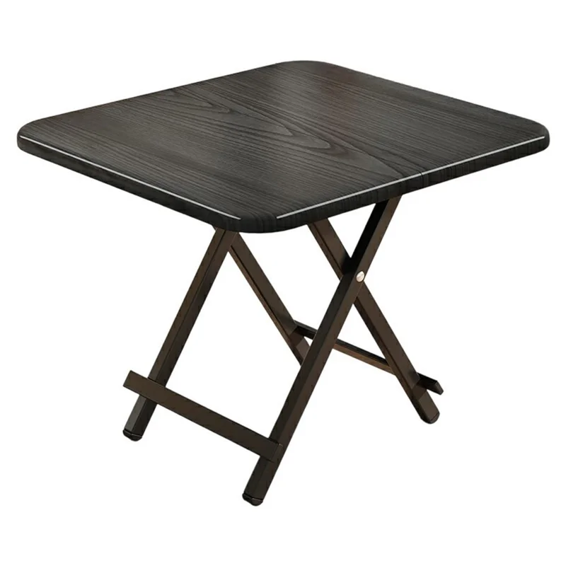 90x90x74cm Portable Folding Table Outdoor Indoor X-Type Bracket 15mm Thick Desktop Dining Table - Black