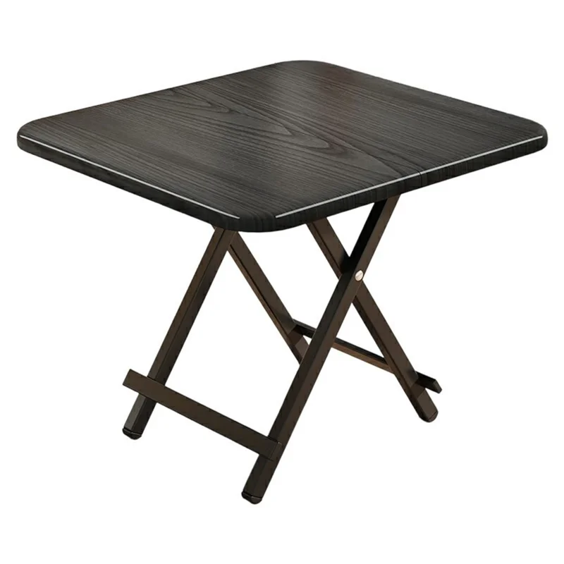 100x100x74cm Portable Folding Table Outdoor Indoor X-Type Bracket 15mm Thick Desktop Dining Table - Black
