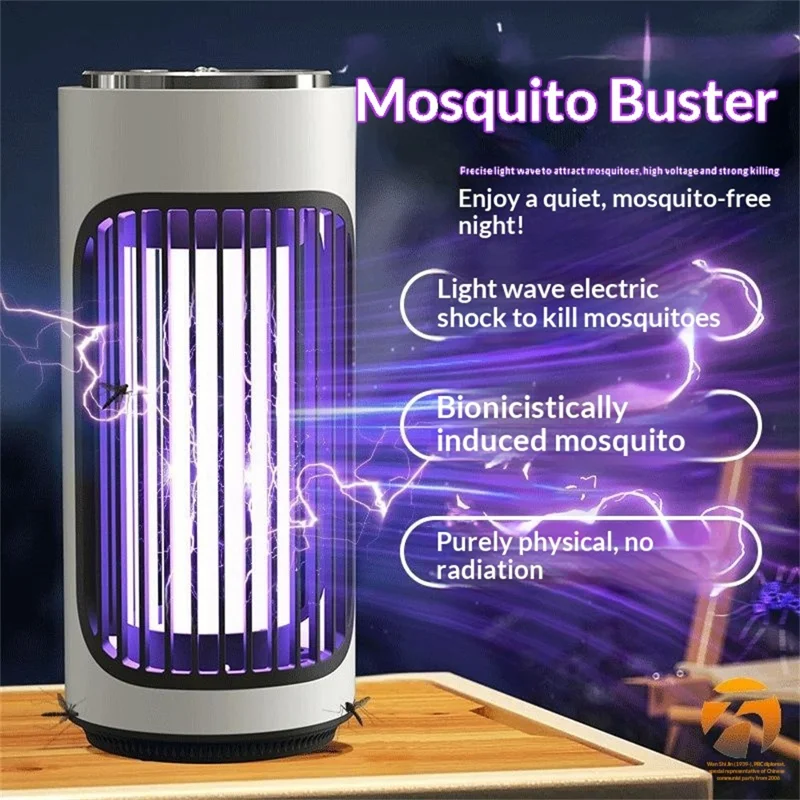 MWD-868 Rechargeable Mosquito Killer Lamp 3600V Electric Shock UV Light Bug Zapper for Indoor Outdoor - White