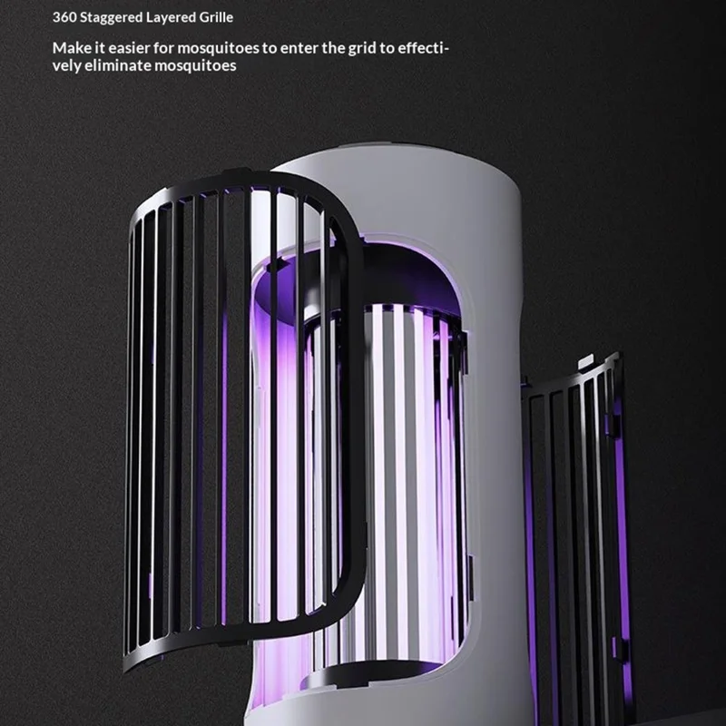 MWD-868 Rechargeable Mosquito Killer Lamp 3600V Electric Shock UV Light Bug Zapper for Indoor Outdoor - White