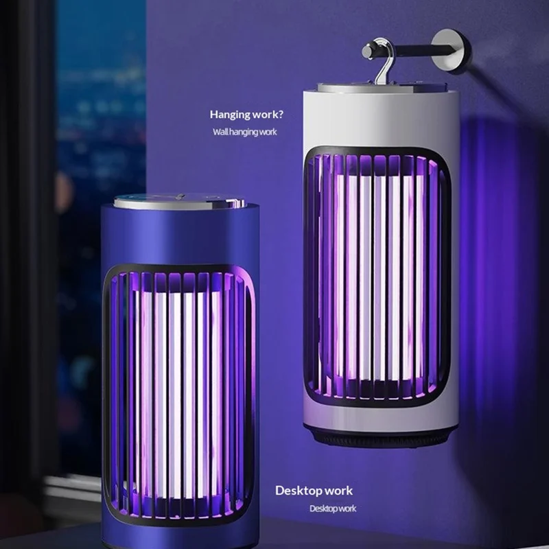 MWD-868 Rechargeable Mosquito Killer Lamp 3600V Electric Shock UV Light Bug Zapper for Indoor Outdoor - White