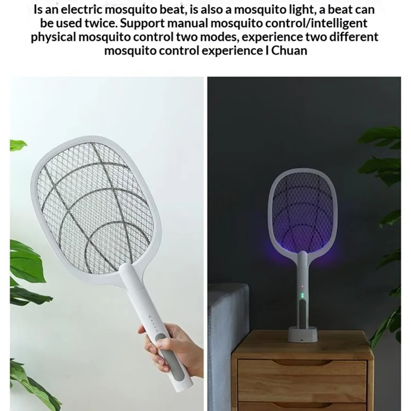 947 2 in 1 Zampirone Elettrico 3000V Ricaricabile con Base Supporto per Casa