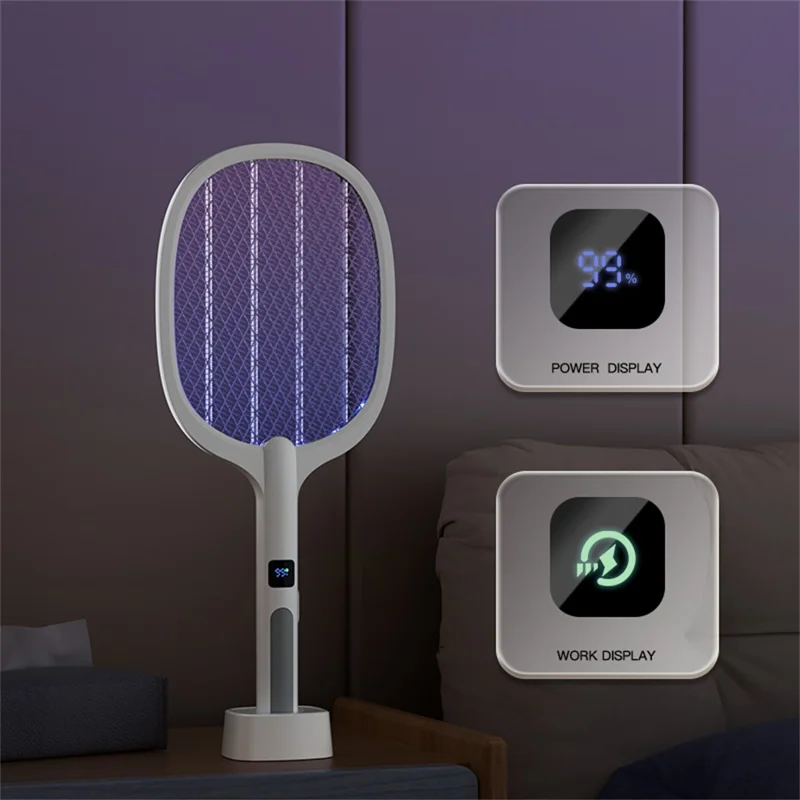 991 2 i 1 Digital Display Elektrisk Myg og Flueplagere Genopladelig UV-Lys Stående Fluetrappe Bug Zapper til Hjemmet Indendørs