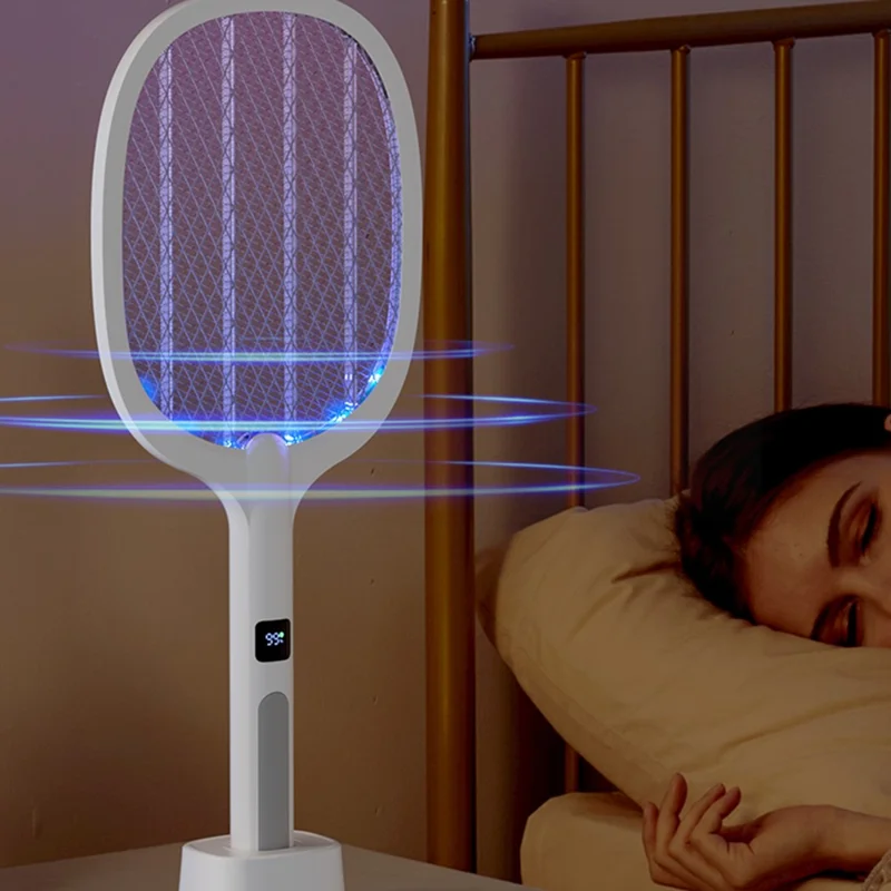 991 2 i 1 Digital Display Elektrisk Myg og Flueplagere Genopladelig UV-Lys Stående Fluetrappe Bug Zapper til Hjemmet Indendørs