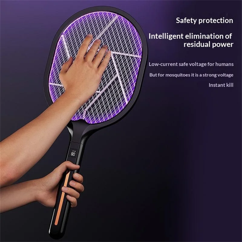 CY-828 2 in 1 Electric Mosquito Swatter Type-C Rechargeable Bug Zapper 2500V UV Light Fly Trap - Black