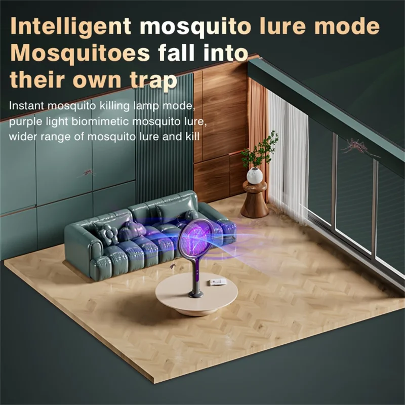 ML-308 Aciuola Elettrica Pieghevole 2800V Ricaricabile con Luce UV Rotabile a 90°, Trappola per Zanzare e Insetti per Uso Interno ed Esterno