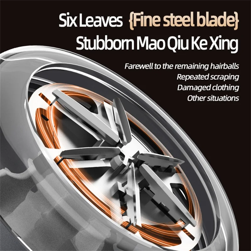 009 LED Display Fabric Shaver 6-Blade Steel Cutter Type-C Rechargeable Lint Remover - Grey