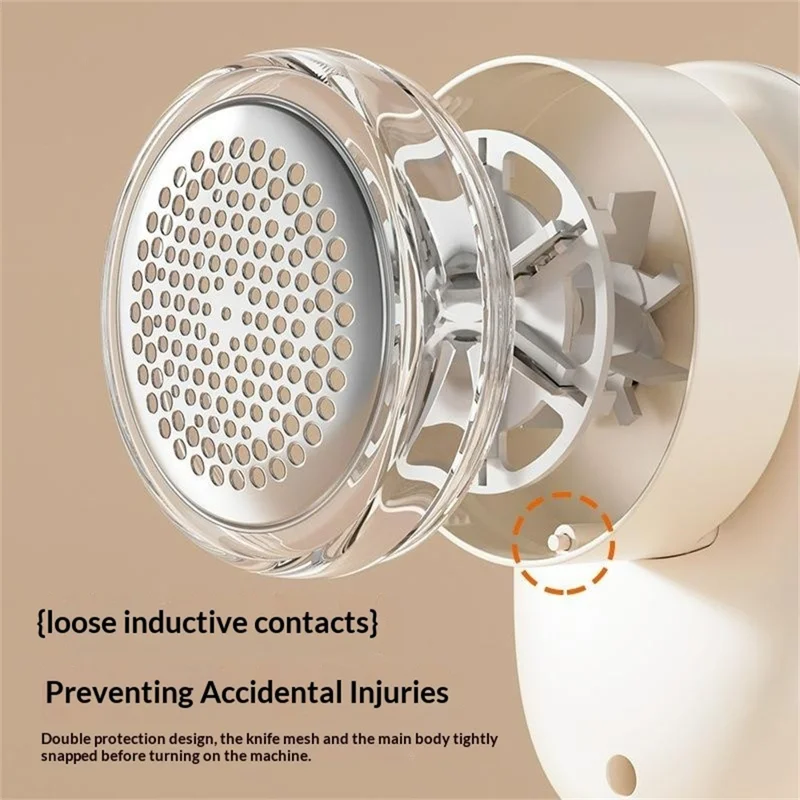 M1 Digital LCD Display Fabric Shaver 6-Blade Type-C Rechargeable Lint Remover for Home Clothes - White