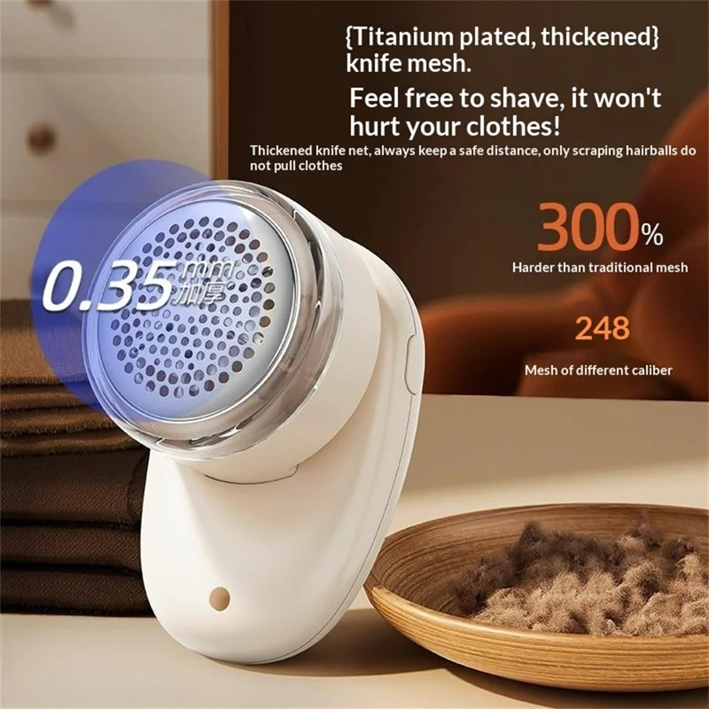 M1 Digital LCD Display Fabric Shaver 6-Blade Type-C Rechargeable Lint Remover for Home Clothes - White