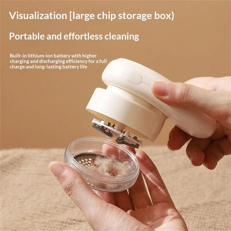 M1 Digital LCD Display Fabric Shaver 6-Blade Type-C Rechargeable Lint Remover for Home Clothes - White