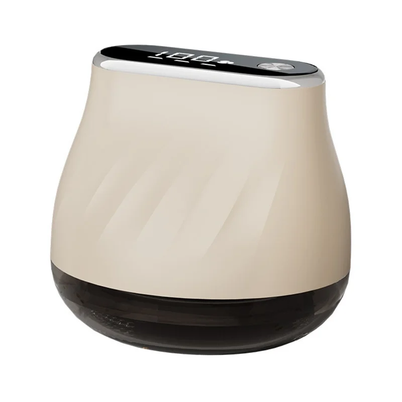 MQ-5 LED Display Electric Fabric Shaver 6-Blade Type-C Rechargeable Lint Remover for Clothes Sweaters - Beige