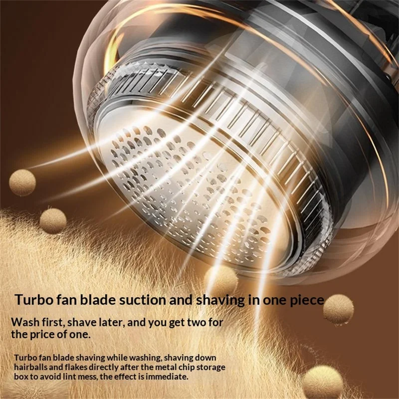 MQ-5 LED Display Electric Fabric Shaver 6-Blade Type-C Rechargeable Lint Remover for Clothes Sweaters - Beige